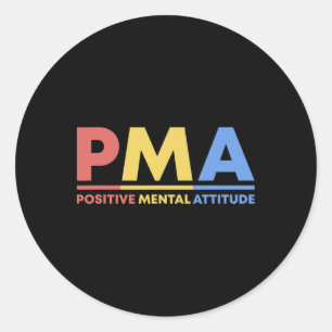 Adesivo Redondo Atitude Mental Positiva Retro Citação de Auto Cuid