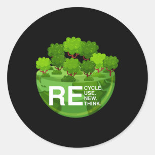 Adesivo Redondo Ativação ambiental Reutilizar Reciclar Renovar Rep