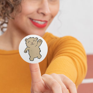 Adesivo Redondo Ativando um Urso Sorridente Adorável