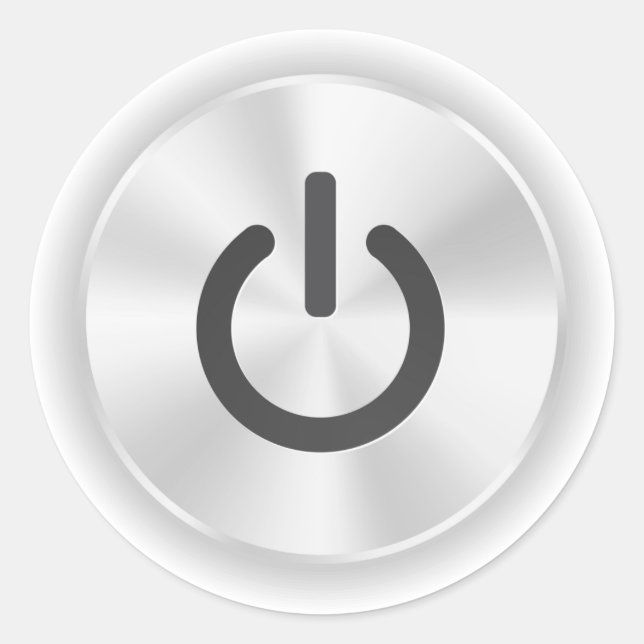 Adesivo Redondo Ativar Botão Engraçado Da Cinza (Frente)