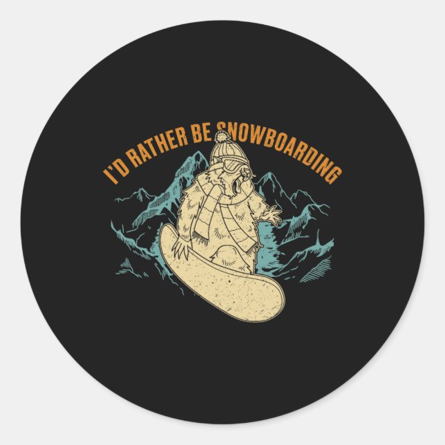Adesivo Redondo Atividade Competitiva do Snowboard Skiing Snowboar (Frente)