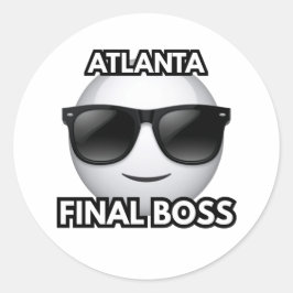Adesivo Redondo Atlanta Final Boss Cool Emoji Sticker