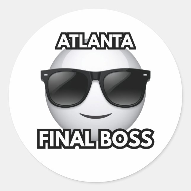 Adesivo Redondo Atlanta Final Boss Cool Emoji Sticker (Frente)