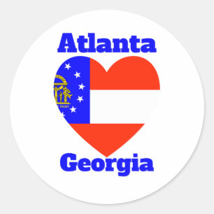Adesivo Redondo Atlanta Georgia Heart Flag