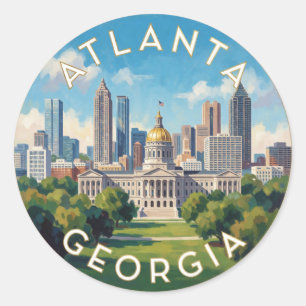 Adesivo Redondo Atlanta Geórgia Skyline Viagem