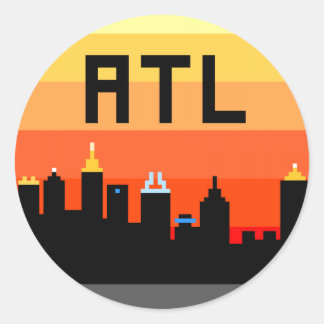 Adesivo Redondo Atlanta Skyline ATL de 8 Bits