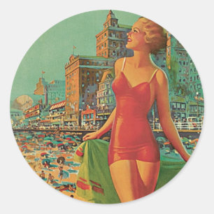 Adesivo Redondo Atlantic City - O Estreito de Todo o Ano da Améri