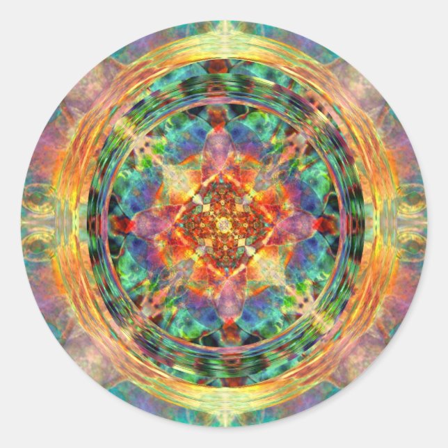 Adesivo Redondo Atlântida inspirou Rainbow Mandala (Frente)