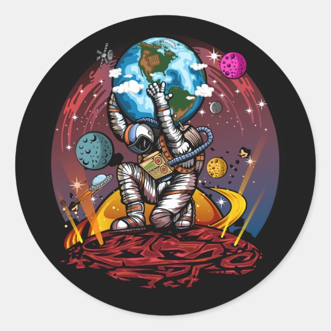 Adesivo Redondo Atlas Space Man (Frente)