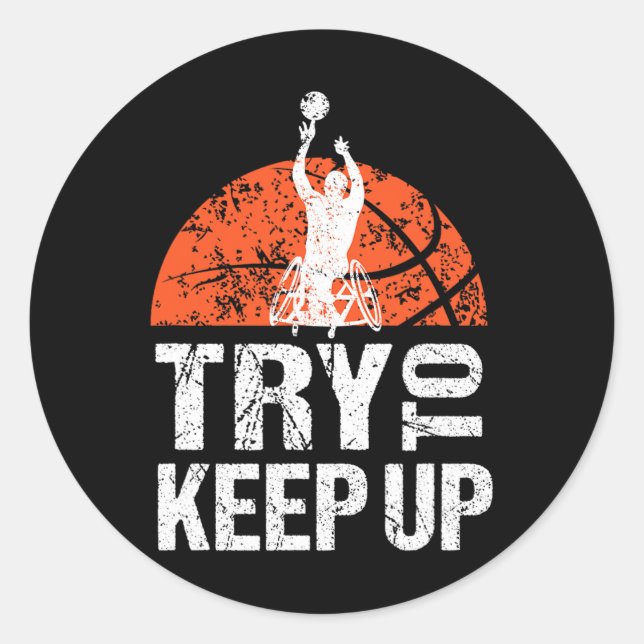 Adesivo Redondo Atleta De Cadeira De Rodas T Jogador De Basquete T (Frente)