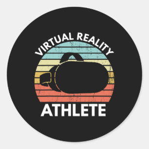 Adesivo Redondo Atleta de Realidade Virtual Dito engraçado de joga