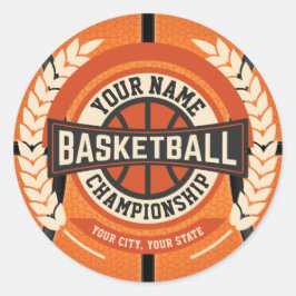 Adesivo Redondo Atleta Personalizado do Jogador da Equipe de Basqu