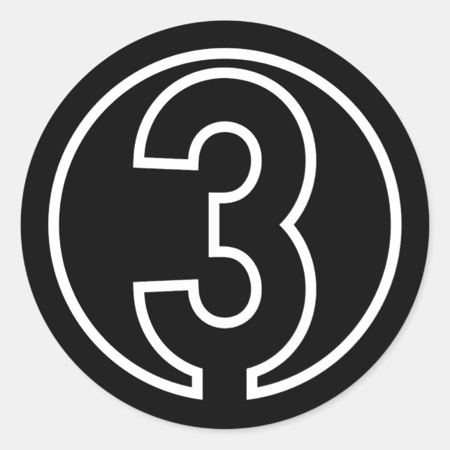 Adesivo Redondo Atletas Forma do círculo Número 3 (Frente)