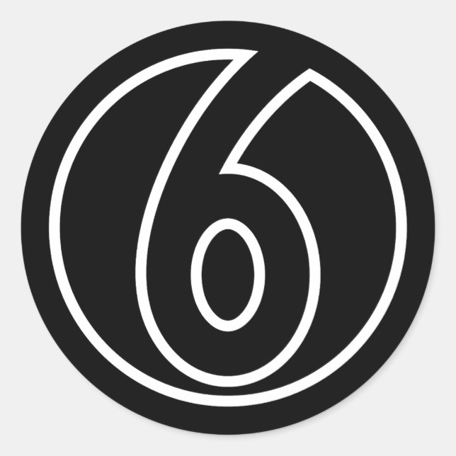 Adesivo Redondo Atletas Forma do círculo Número 6 (Frente)
