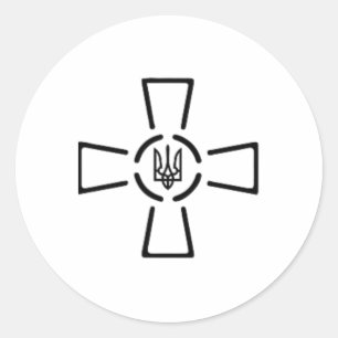 Adesivo Redondo Ato Cruz Tryzub Ucrânia Volodymyr Zelensky Presidê