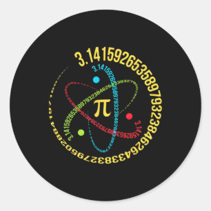 Adesivo Redondo Atom Pi Math Science 3.14 Spiral Pi Day Mathemat