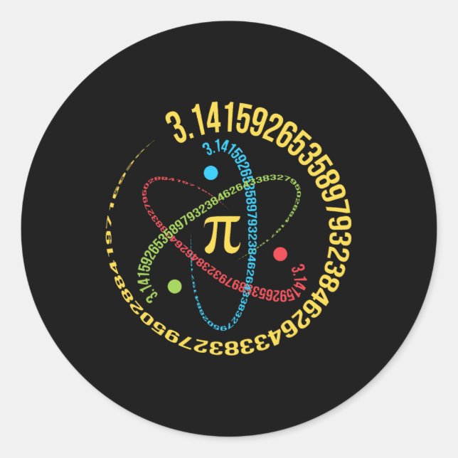 Adesivo Redondo Atom Pi Math Science Stem Oferece 3,14 Pi Day (Frente)