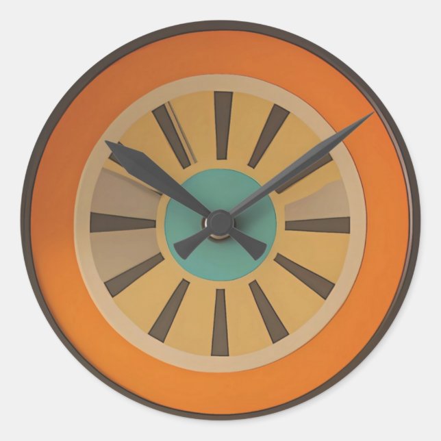 Adesivo Redondo Atomic Futuristic Orange Slice Clock Image (Frente)