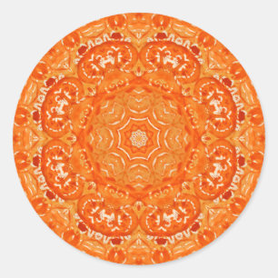 Adesivo Redondo Atomic Orange Watercolor Mandala