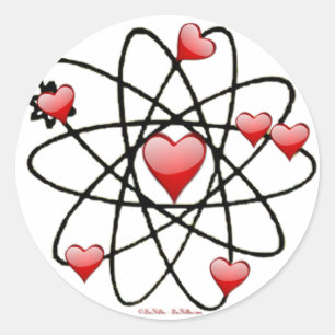 Adesivo Redondo Atomic Valentine Corações Vermelhos