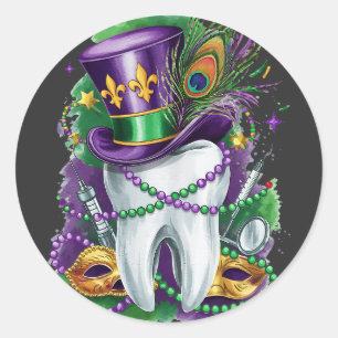 Adesivo Redondo Atrativo Mardi Gras Mix Dentista Costume Festivo