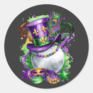 Adesivo Redondo Atrativo Mardi Gras Mix Lacrosse Costume Festivo