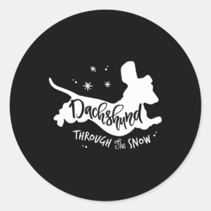Adesivo Redondo Através Do Cachorro Xm Do Snow Dachshund