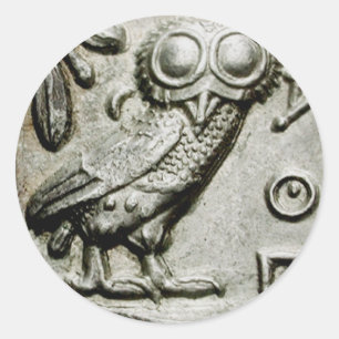 Adesivo Redondo Attica Tetradrachm Owlthena