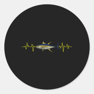 Adesivo Redondo Atum de pesca Batimento cardíaco Pescador Pescador