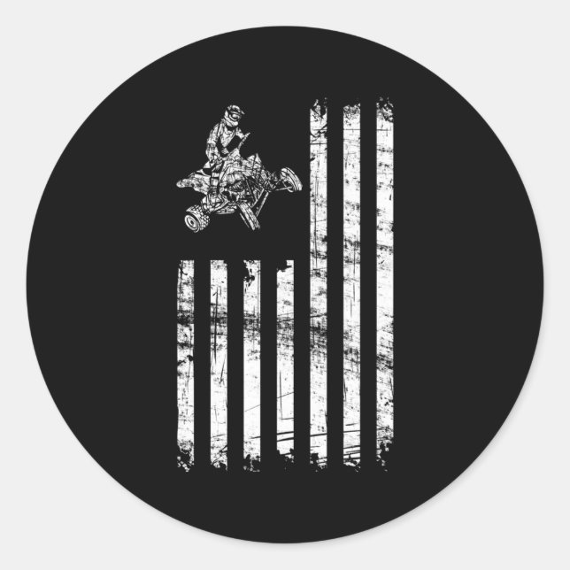 Adesivo Redondo Atv American Flag Four Wheeler Quad Bike (Frente)