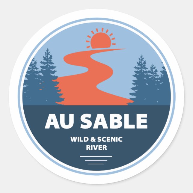 Adesivo Redondo Au Sable Wild And Scenic River (Frente)