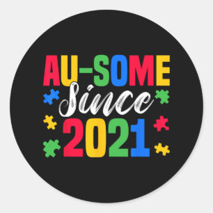 Adesivo Redondo Au-some Desde 2021 4 Anos Autismo Sensibilização B