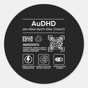 Adesivo Redondo Audhd autismo adhd engraçado neurodivergente