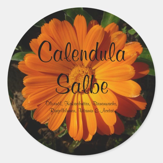 Adesivo Redondo Aufkleber, Calendula / Ringelblumen Salbe (Frente)