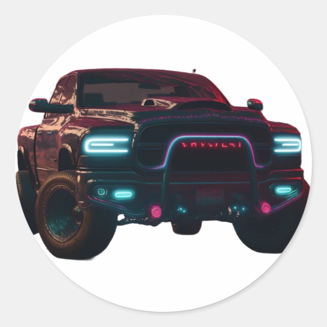 Adesivo Redondo Aufkleber Dodge TRX Neon Truck (Frente)