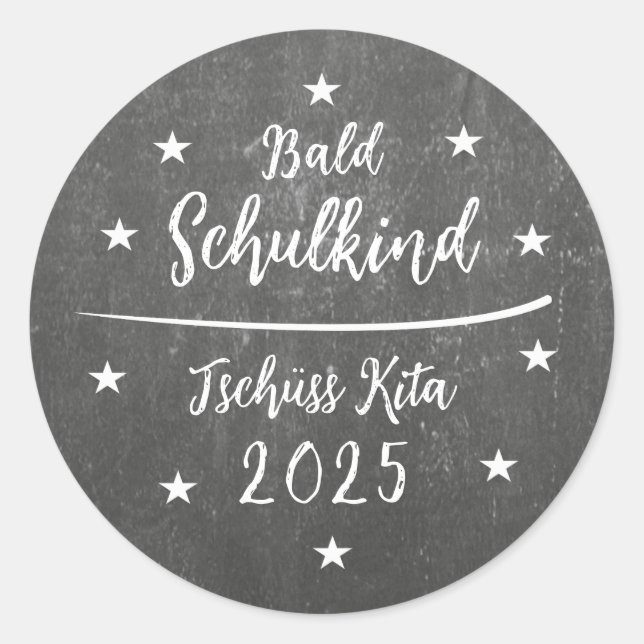 Adesivo Redondo Aufkleber | Einschulung - Bald Schulkind - Tafel (Frente)