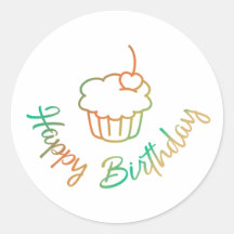 Aufkleber Happy Birthday mit Muffin