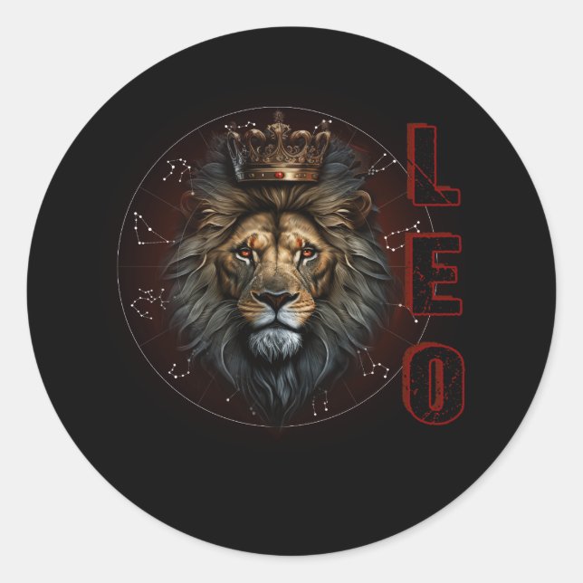 Adesivo Redondo August Aniversário Leo Lion Pride Graphic Zodiac H (Frente)