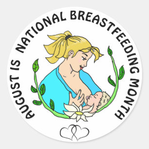 Adesivo Redondo August é o "National Breastfeed Mês Stickers"