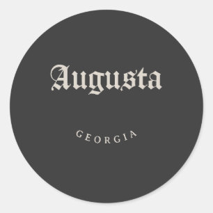 Adesivo Redondo Augusta Georgia White Font