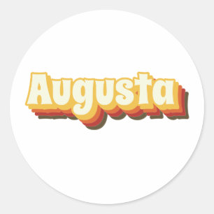 Adesivo Redondo Augusta Maine Retro Vintage Text