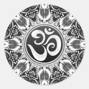 Adesivo Redondo Aum Star Black+White Mandala Sticker
