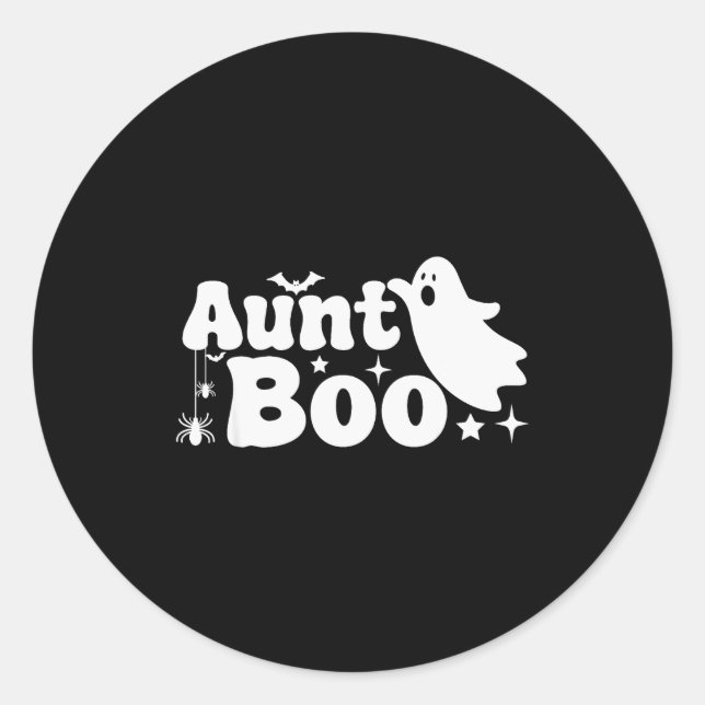 Adesivo Redondo Aunt Boo Funny Ghost Halloween Family Matching  (Frente)