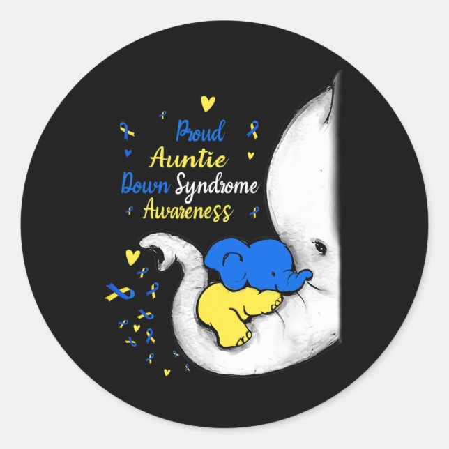 Adesivo Redondo Auntie Down Syndrome Awarness Day Elephant T21 Wo (Frente)