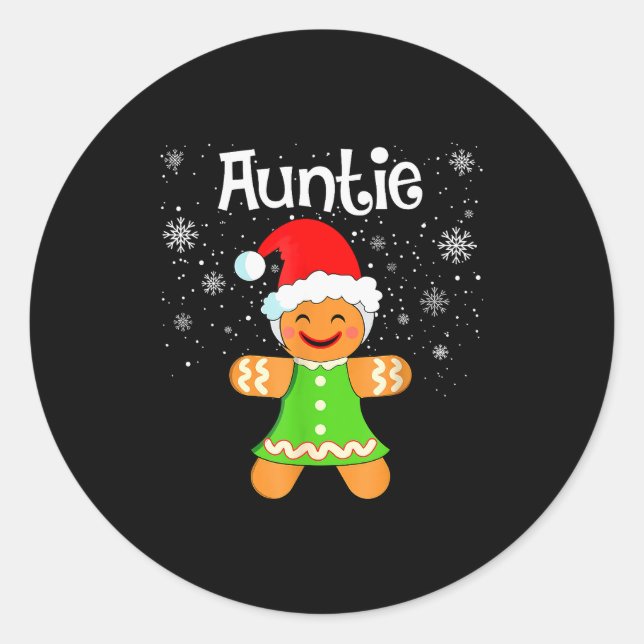 Adesivo Redondo Auntie Gingerbread Family Matching Christmas Women (Frente)