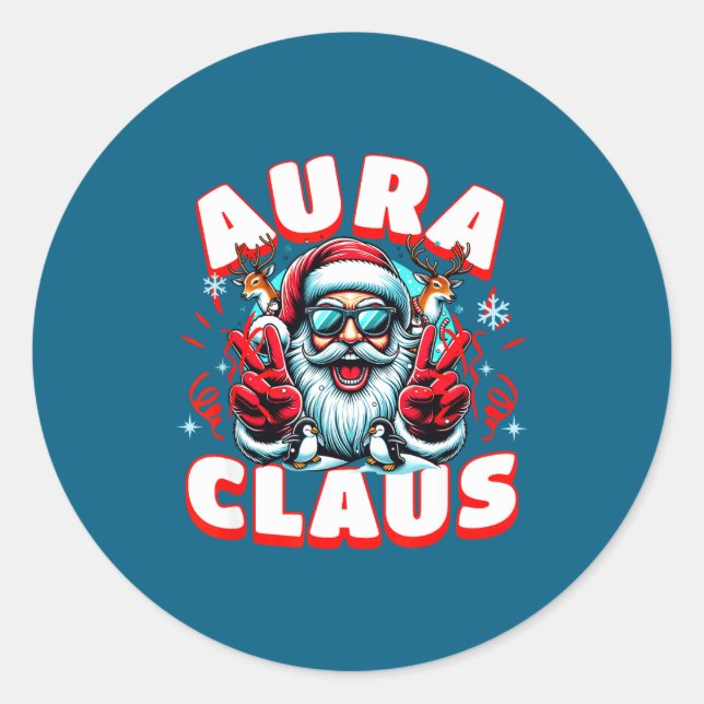 Adesivo Redondo Aura Claus For Funny Santa Christmas Meme Quote  (Frente)