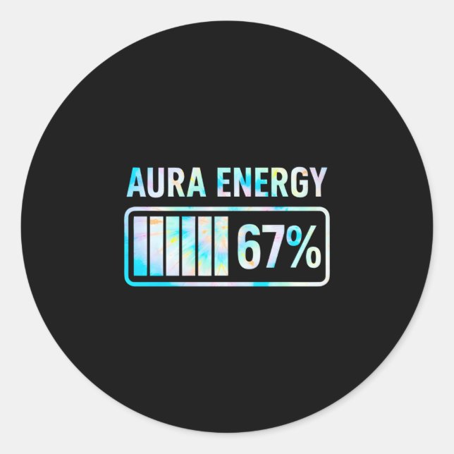 Adesivo Redondo Aura Energy 67 67 Seis Sete Memes (Frente)