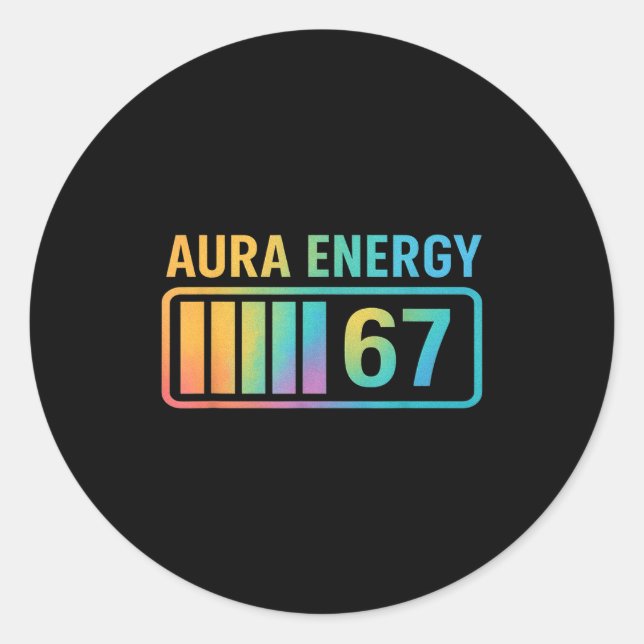 Adesivo Redondo Aura Energy 67 Gen Alpha 6 7 Meme Infinite Rizz St (Frente)