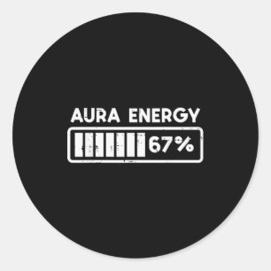Adesivo Redondo Aura Energy 67 Número Divertido 6 7 Meme Crianças 