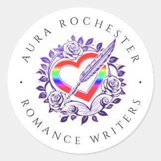 Adesivo Redondo AURA Rochester Rainbow Heart Sticker